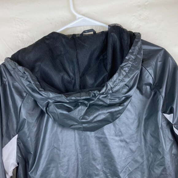 Adidas Women Sz S Black Wind‎ Breaker Zip Up Hooded Jacket Cinched Waist - Picture 10 of 11